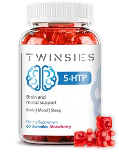 TWINSIES 5-HTP Gummies with L-Tryptophan 200mg Brain, Mood and Sleep Support