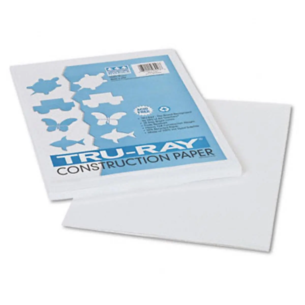 Pacon 212 MAIN Tru-Ray Tough Thick Sheet Paper, 76lb Vat-Dyed Pulp Longer Fibers, 9x12 in White, Fade-Resistant, Scored, 50 Sheets per Pack
