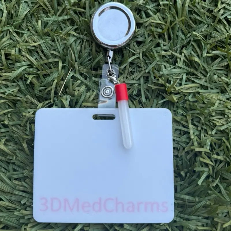 Red lab test tube baggage keychain
