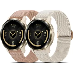 2 Pack Elastic Band Compatible with  Venu 3S/Vivoactive 4S/Venu 2S/Venu 4 41mm/Vivomove 3S, 18mm Adjustable Nylon  Strap for Forerunner 265S/255S Men and Women