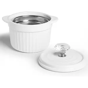 Bacon Grease Container Keeper with Crystal Lid and Strainer, 17 oz Ceramic Frying Oil Storage Can Container for Countertop (Silver) Kitchen Utensils