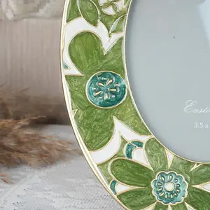 Green Enamel Picture Frame, Oval