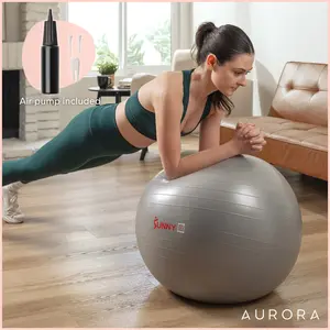 Yoga Ball with Air Pump, Home Gym Workout Fitness, Core Balance & Stability Trainer, Anti-Burst, 600 lbs Capacity, Anti-Slip Odorless Material