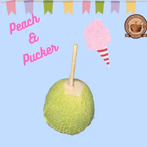 Gourmet Caramel Peach Pucker: Peach Chocolate Green Apple Cotton Candy