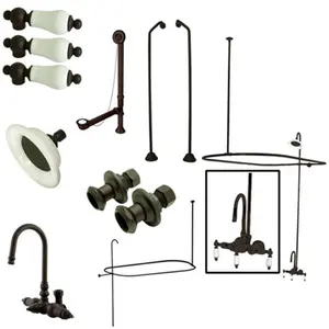 212 MAIN Vintage Wall-Mount Gooseneck Clawfoot Tub Faucet Package with Hand Shower, Oil Rubbed Bronze