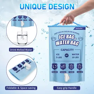 Unique Design Reusable Cooler Ice Packs Long Lasting Freezer Packs for Coolers Lunch Boxes Camping Fishing Beach Road Trips Foldable Space-saving Easy-grip Handle