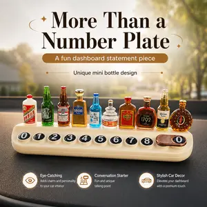 Temporary Parking Sign for Car, Car Phone Number Card with Slide to Hide Privacy Cover, Cute Mini Bottle Dashboard Decoration, Rotatable Number Plate Car Accessories, Funny Gift for Men Diamond Bling Crystal Steering Wheel Cover