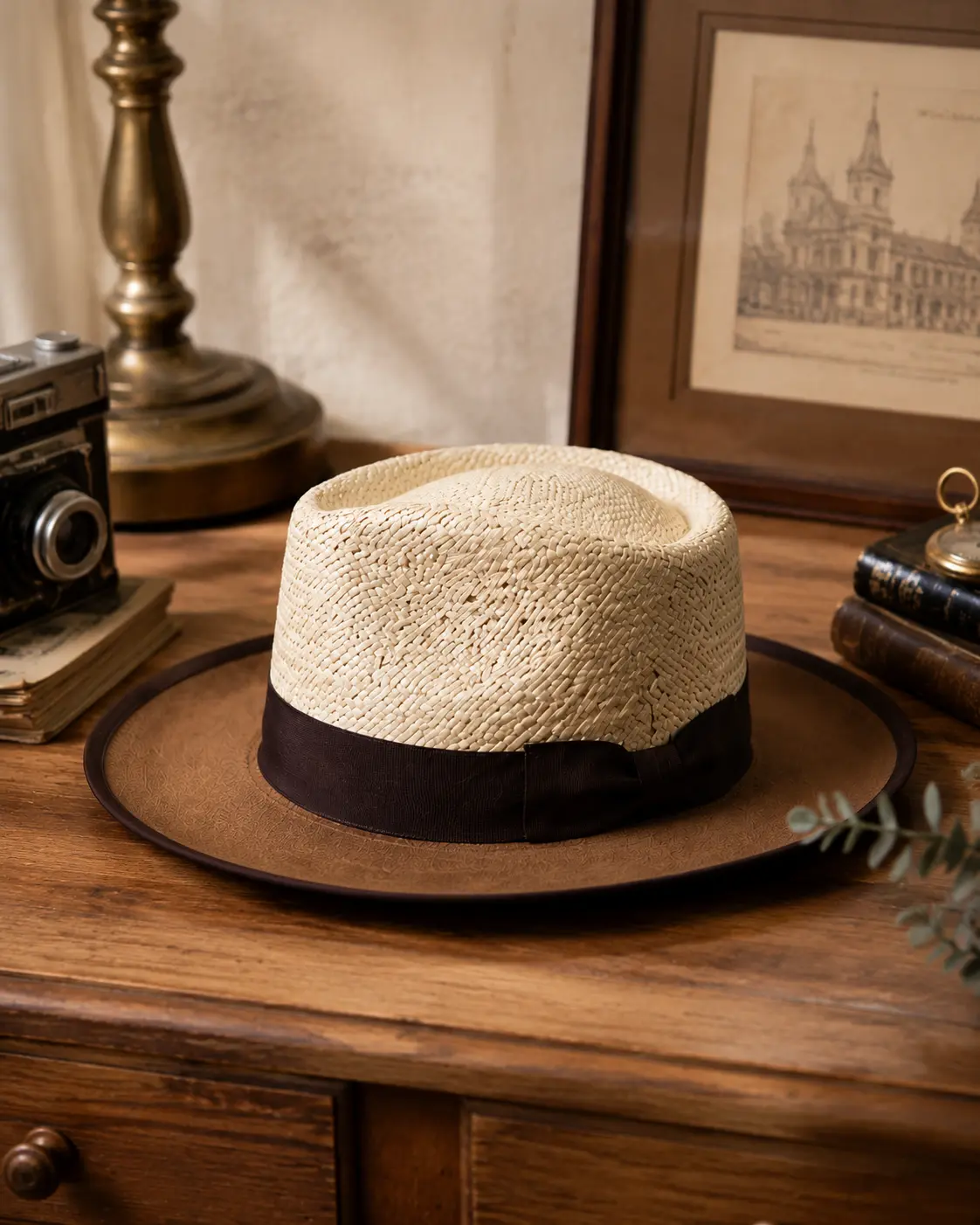 Hand-woven Panama-style hat featuring spliced ​​wool felt—a versatile choice suitable for vacations, business, or everyday wear.
