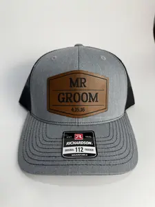 Richardson Custom Wedding Hats - Groom, Best Man, Groomsman - Add Initials & Date - Personalized Party Gift - Unisex Richardson 112 Adjustable Snapback Trucker Hat