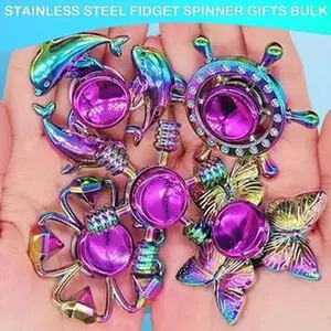 New Metal Rainbow Fidget Spinner Gradient Color R188 Mute Bearing EDC Hand Spinner Fingertip Gyro Anti-Anxiety Kids Adult Toys Relief Stress Realistic keyboard clicker