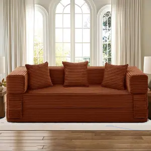 6-in 1 Boneless Sofa Convertible Sofa Bed Pull Out Folding Floor Couch Corduroy