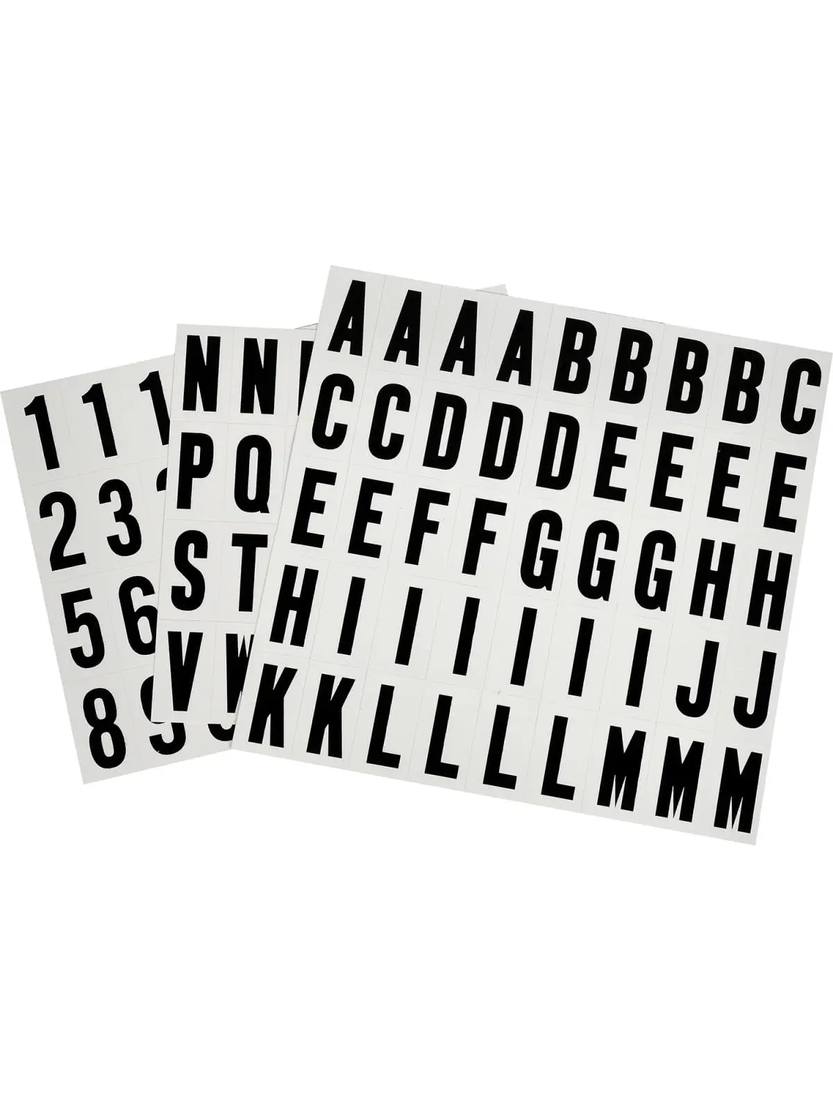 1 in. Black & White Glossy Vinyl Square Cut Self Adhesive Letters & Numbers