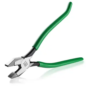 SK 9" Ironworker's Pliers, Wire Cutters With Heavy Duty Knurled Jaws, Spring Loaded Side Cutters, Premium CR-V Steel Construction, Linesman Pliers With Hook Bend Handle