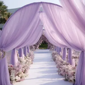 One-piece set, light purple oversized party tulle, suitable for outdoor wedding venue decoration, table runners, tarpaulins, chapels, arches, stage backdrops. Perfect for Valentine's Day and spring-themed weddings. Size: 787 or 1181 inches.