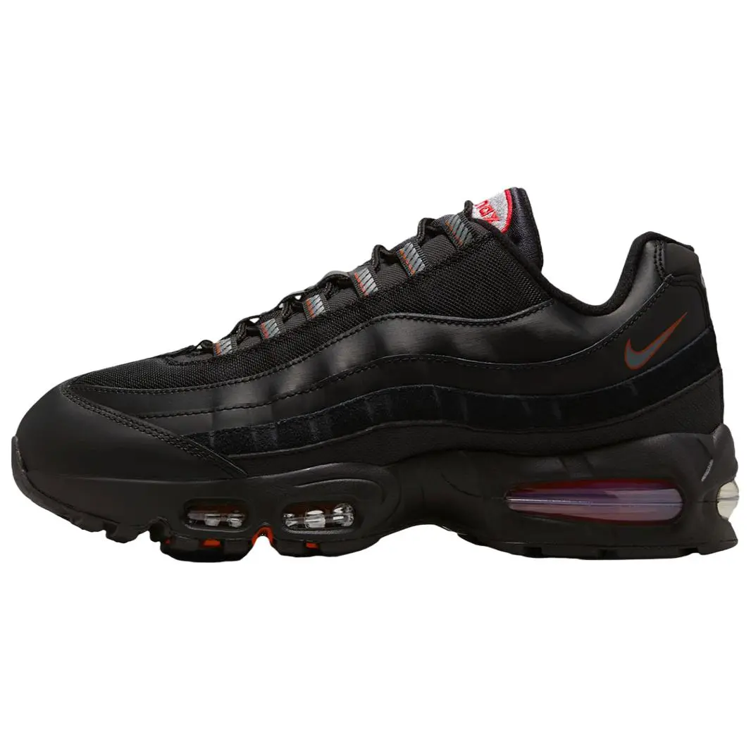 Nike Air Max 95 'Big Bubble - Black University Red' Running Shoe, Mesh Sports Sneaker, Sports Shoes, Casual, Runner, Male, Breathable, Bold Colors, True Size