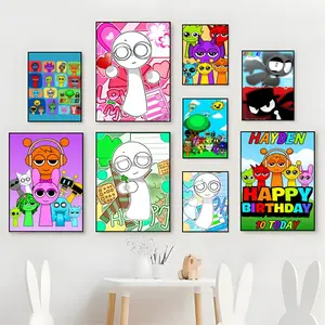 Fun Addictive Rhythm Game S-Sprunki Poster Waterproof Moisture-Proof Scratch-Resistant Durable HD Self-Adhesive Poster For Living Room Bedroom Cafe Bar Corridor Wall Decor & Gifting