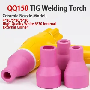 QQ150 Ceramic Nozzle Model 4mm 5mm 6mm Hole Diameter Internal External Angle Tig Torch Argon Arc Welding Ceramic Spray Nozzle