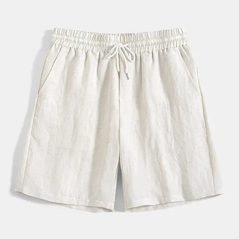 Men's Solid Color Plain Linen Blend Casual Shorts, Casual Wear Shorts, Beach Shorts Clothes, Elastic Waist Drawstring, Summer Tropical Beach Pants, Comfortable and Stylish