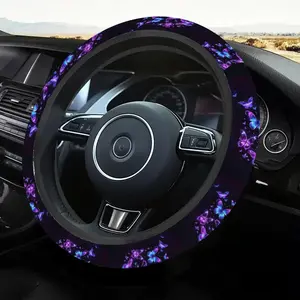 1pc 1.6 x 15 inch Colored butterfly pattern car steering wheel cover, non-slip and comfortable, Automotive car interior accessory, no inner ring, easy to install and remove, suitable for all car models, a gift for car enthusiasts, holiday gift, 0113CYJ