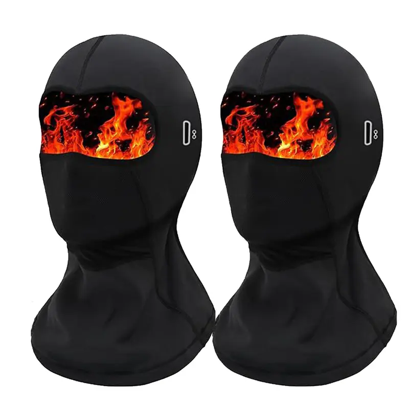 DAZONE 2-Pack Polyester Blend Full Balaclava Face Covering for Men, Thermal Windproof Ski Masks with Glasses Holes & Safety Helmet Compatibility, 2-Mask Value, Super Elastic Fit Hugs Securely for Skiing, Dust Protection
