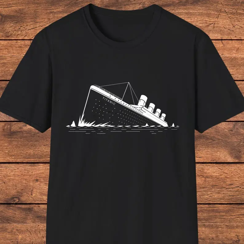 Titanic Shirt, Retro Titanic Sinking Graphic, Historical T-Shirt, Vintage Ship Disaster Tee, Gift for History Buffs, Vintage Boat Gift Shirt