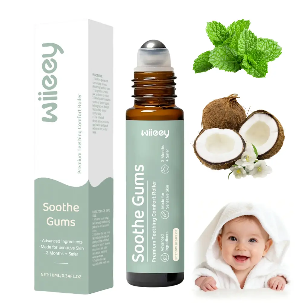 Mamas Teether Teething Roller, All-Natural Baby Teething Oil Roller for Gentle Relief