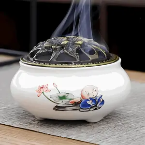 Celadon Ceramic Incense Burner - Handcrafted with Classic Glaze for Optimal Airflow & Calming Aroma - Ideal for Home Office or Sacred Spaces