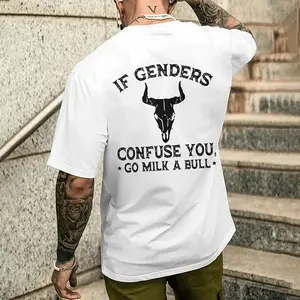 If Genders Confuse You Go Milk A Bull Printed Men's T-Shirt