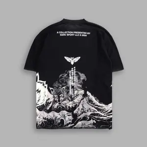 PowerFit x Bushido Oversized Tee Fashion Brand Pure Cotton Heavyweight Men's Shirt Trendy Loose Cartoon Print Short-Sleeved T-Shirt vintage clothing