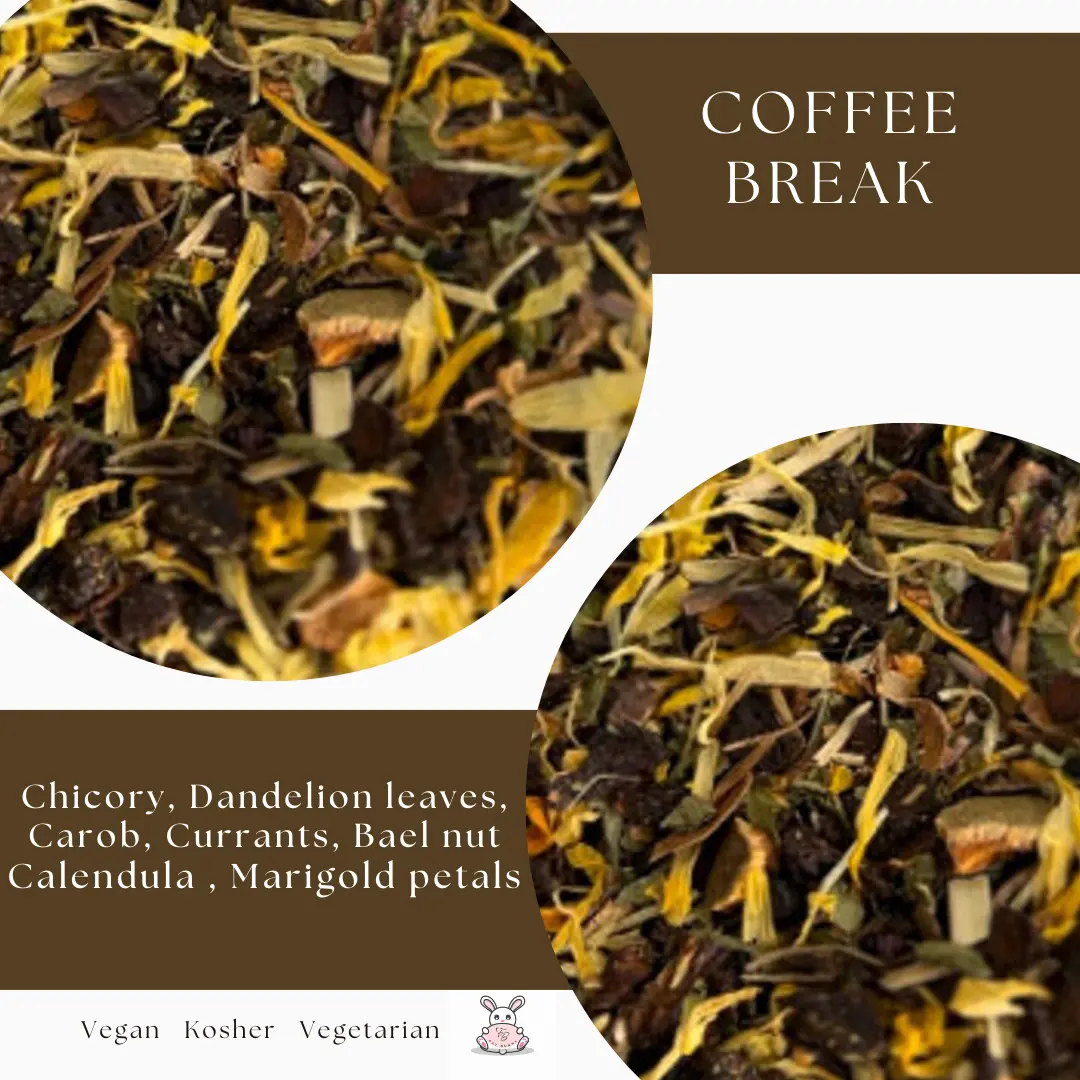 Coffee Break ~ Herbal Tea Blend - Chicory Dandelion Carob Bael nut herbal beverage