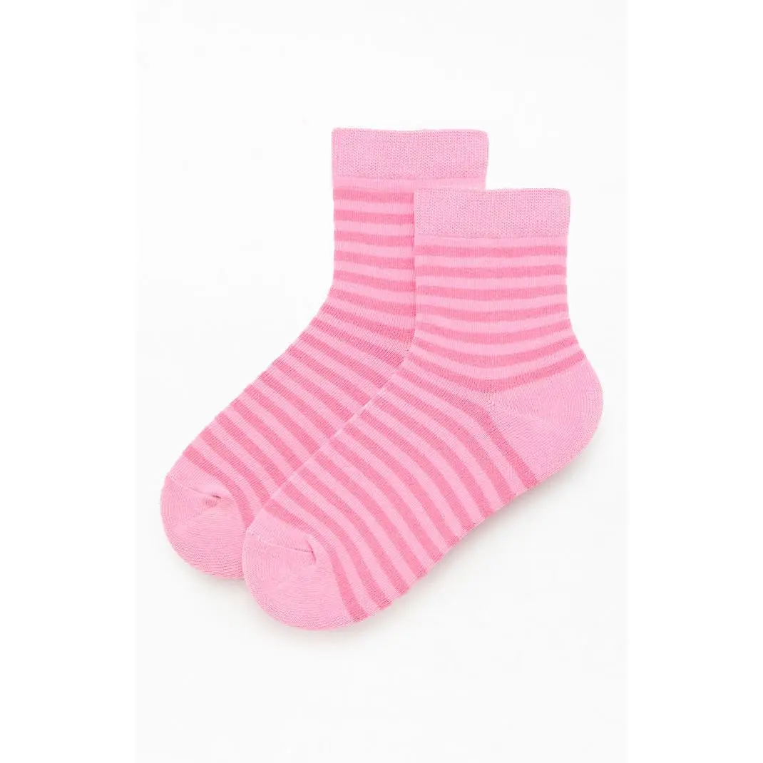 John Galt Women's Pink Striped Ankle Socks John Galt Women's Pink Striped Ankle Socks