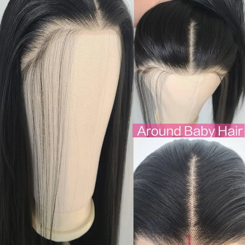 Black Synthetic Wig, 13x4 Lace Frontal Long Straight Wig, Unisex Heat Resistant Synthetic Wig for Daily Wear, Weddings, Parties, Holidays, Natural Looking Wigs, Lace Hairline Wig, Stylist Friendly Wig