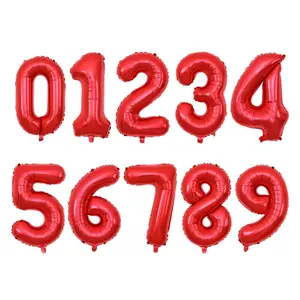 10pcs 32 Inch Us Version Digital Aluminum Foil Balloons, Individual Packaging, Floating Helium Balloons, Birthday Party Decorations