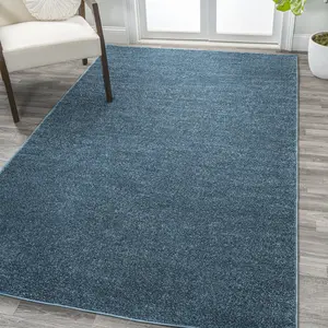 JONATHAN Y Haze Solid Low-Pile Indoor Turquoise Area Rug; for Living Room, Kitchen, Bedroom, Dining Room, Office