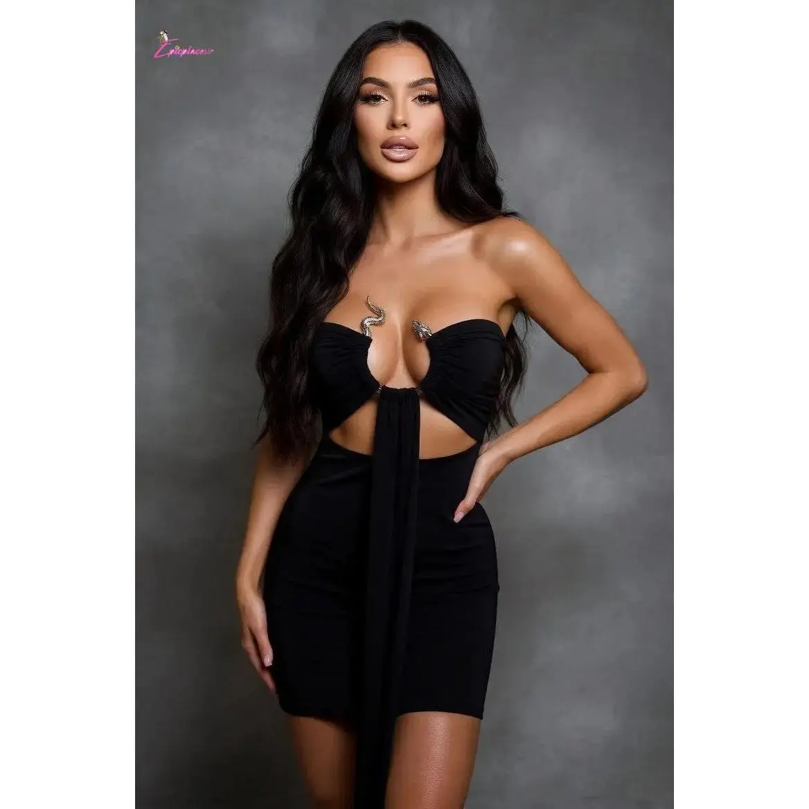 Serpent Gold Snake Hardware Mini Dress