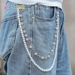 Men's & Women's Y2K Hip-Hop Waist Chain, Colorful Rhinestone Floral Pendant Belt, Trendy Streetwear Body Chain Accessory for Festivals, Parties, Raves & Daily Fashion Styling