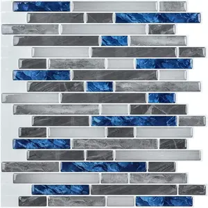 Peel and Stick Brick Kitchen Backsplash Self-Adhesive Wall Tile Stone Design, 10 Sheets 30x30cm Blue Marble