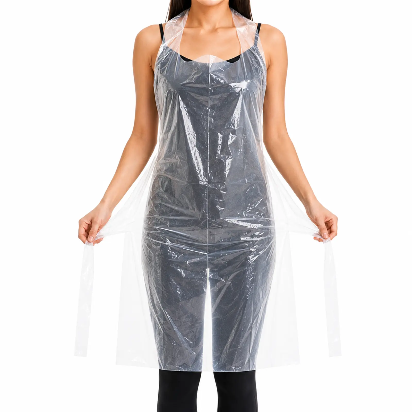 100 PCS Neutral Full-Length Disposable PE Plastic Aprons, Lightweight, Waterproof, Individually Wrapped for Kitchen Work & Parties, Home & Food Service Supplies