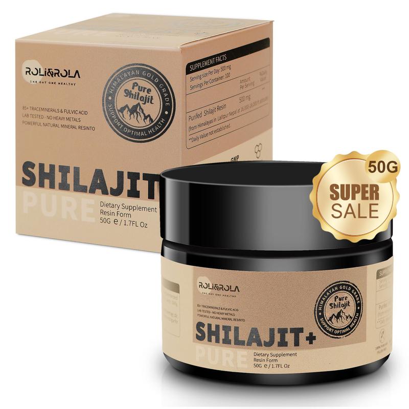 Pure Shilajit Resin with Fulvic Acid & Trace Minerals, Original Siberian Shilajit with 85+ Humic Acid, Support Metabolism & Immune System - 100 Serving / 50g
