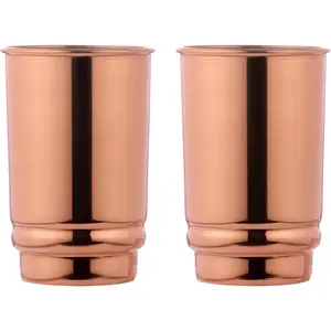Copper Tumbler Set of 2 - Pure Copper Drinking Tumbler for Water, Ayurvedic Copper Tumbler for Daily Use, Glossy Finish, 11.83 oz (350 mL)