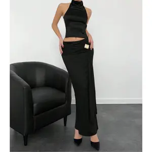Solid color sexy backless off-shoulder slim halter fashion new turtleneck versatile top camisole