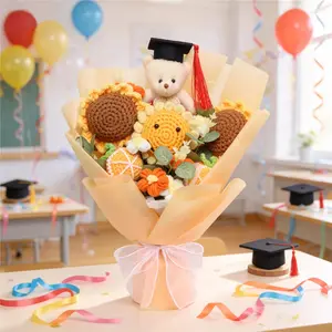 Handmade Knitted Sunflower Bouquet Gift, Graduation Gifts, Ideal for Mother's Day & Valentine's Day, Perfect for Graduation Season & Birthdays