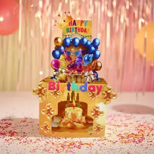 3D Birthday with Balloon and Candle Design Pop Up Card, Includes Envelope, Perfect for Birthdays and Valentine's Day Invitations
