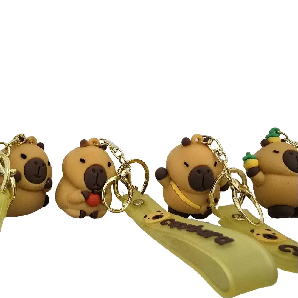Unisex Capybara Keychain - Yellow-Dark Hanging Charm, Small Easy Carrying Compact Size, Durable Plastic Playful Look Accessory, Gift-Ready for Everyday Use Bags, Keys
