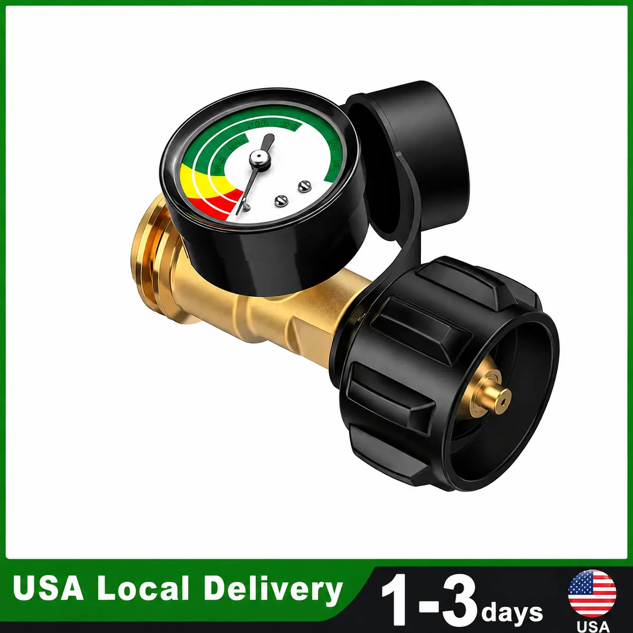 Propane Tank Gauge, 3 Colors Coded Level Indicator | 5-40 Pound LP Tank Gas Level Indicator, QCC1 / Type 1 Connection Fits for Cylinder Grill, Heater, RV Camper and More