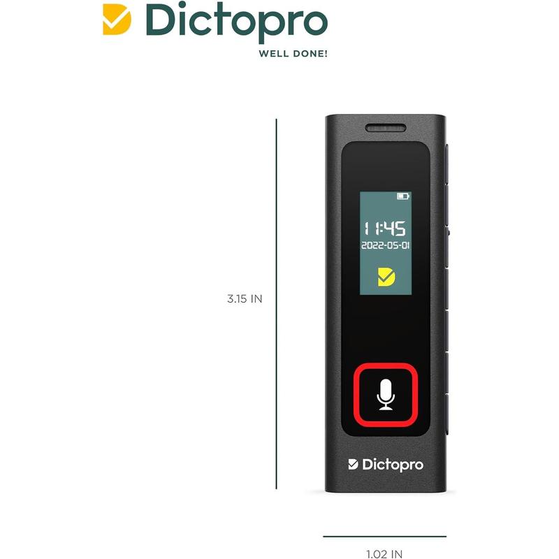 Dictopro X200 Digital Voice Recorder - Portable and Durable Metal Construction - Audio Microphone Automatic