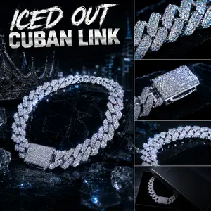9073 Showstopper Alert! Bling moiss Cuban Chain, Must-Have for Fashionistas, Classic Streetwear Necklace summerwins