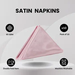 20 inch Satin Cloth Napkins Pink (Pack of 10)