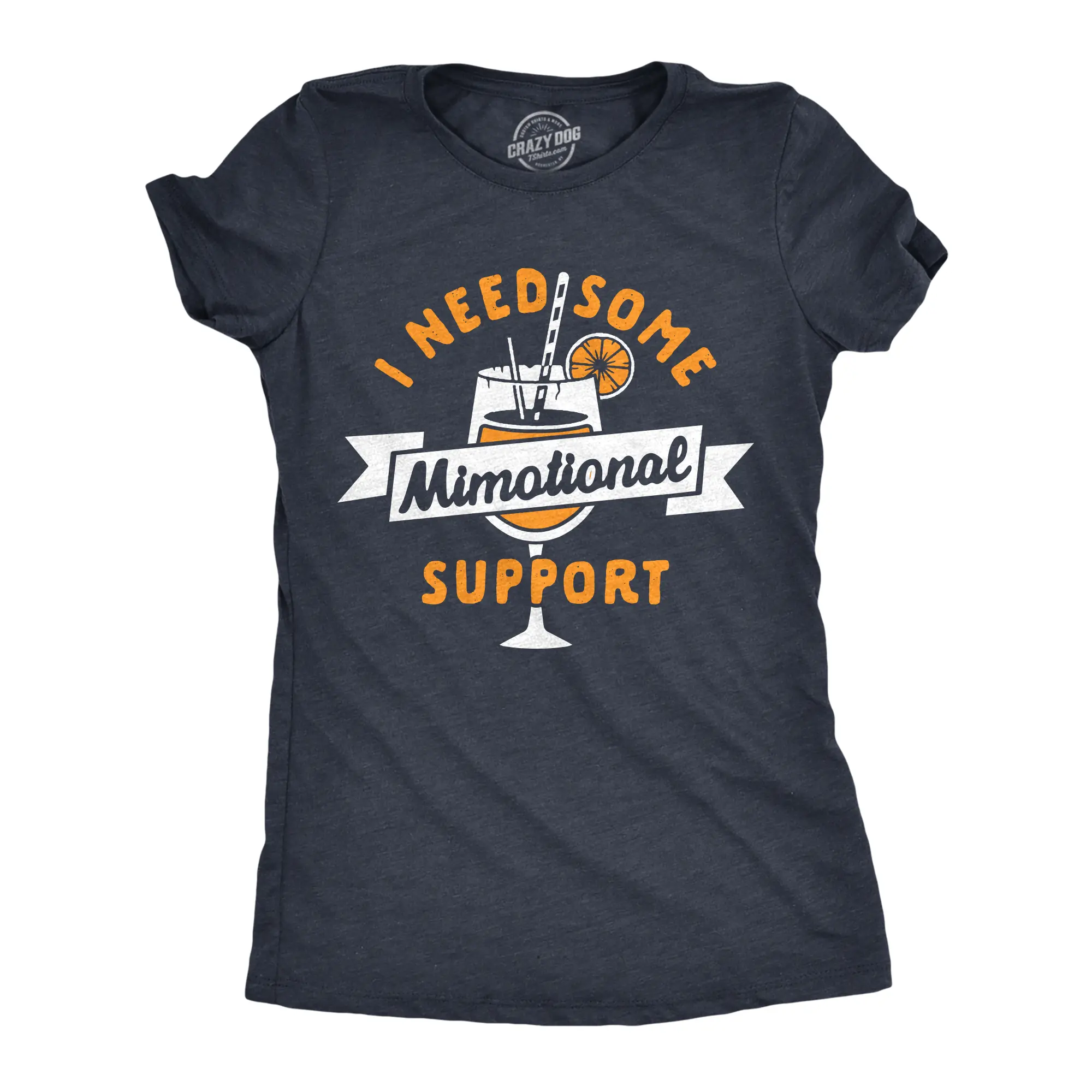 Womens I Need Some Mimotional Support T Shirt Funny Mimosa Drinking Bruch Lovers Tee for Ladies Funny Womens T Shirts Cute Vintage Fashion Casual Ladies T-Shirt Gift Sarcastic Tops for Women Funny Drinking Top Navy -