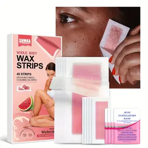 sumax 40pcs watermelon hair removal wax strips set 16pcs body wax strips & 24pcs facial wax strips for face, arms, legs, underarms, fast hair removal, low irritation, easy to use, help you to create a smooth skin, a must-have for summer beach Silky Gentle